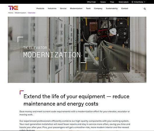 TK Elevator - Modernization Page | Photography